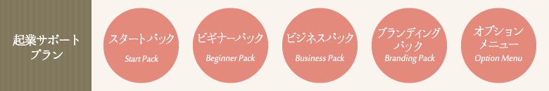 スタートパック|ビギナーパック|ビジネスパック|ブランディングパック|オプションメニュー